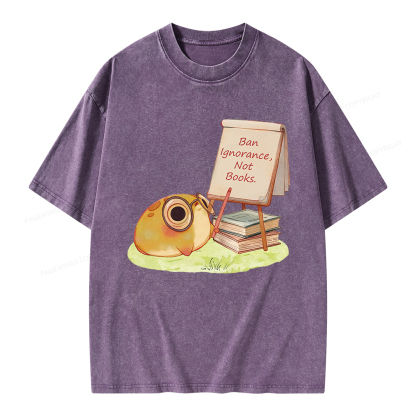 Pagewings Ban Ignorance Not Books Unisex Washed T-shirt