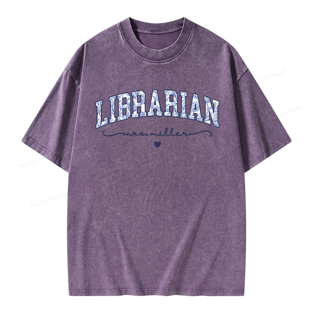 Pagewings Personalized Custom Librarian Unisex Washed T-shirt