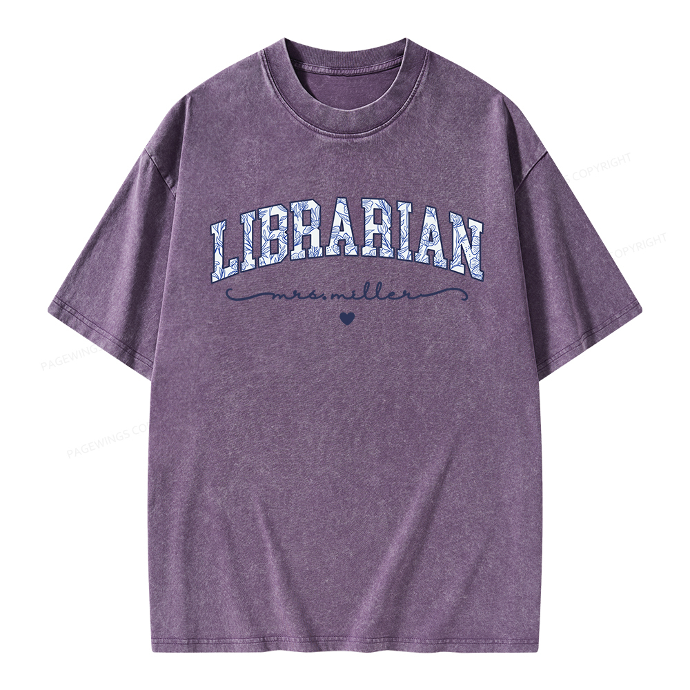 Pagewings Personalized Custom Librarian Unisex Washed T-shirt