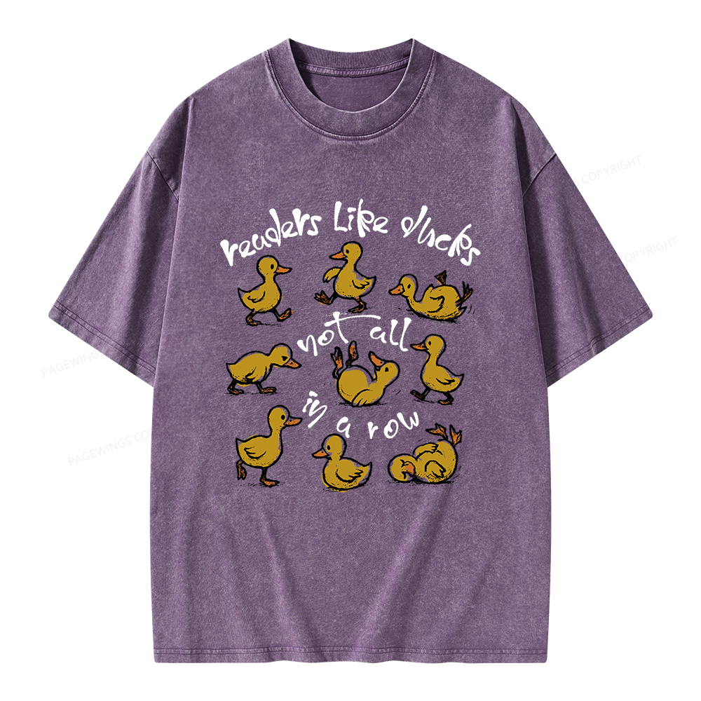 Pagewings Readers Like Ducks Not All In A Row Unisex Washed T-shirt