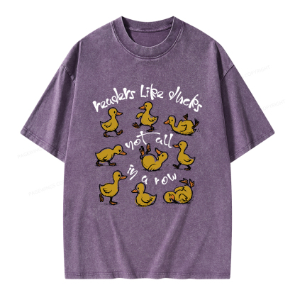 Pagewings Readers Like Ducks Not All In A Row Unisex Washed T-shirt