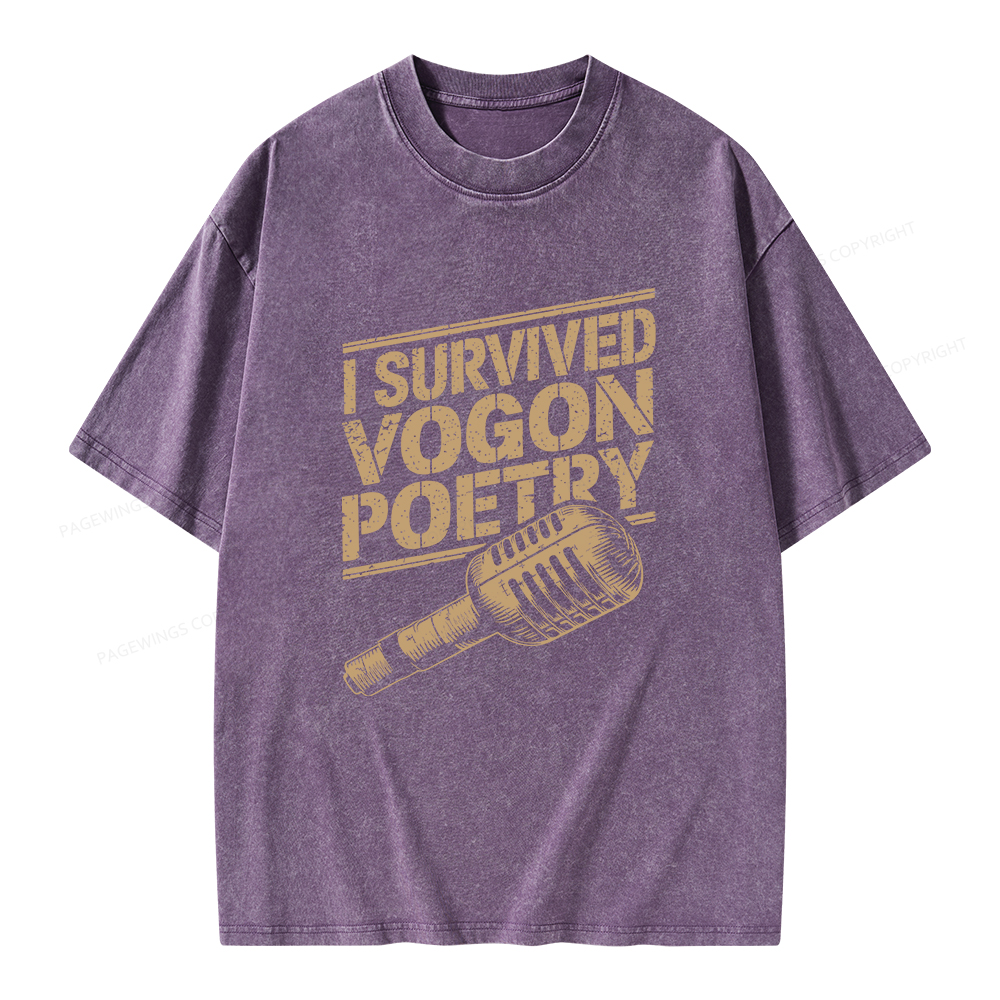 Pagewings I Survived Vogon Poetry Unisex Washed T-shirt