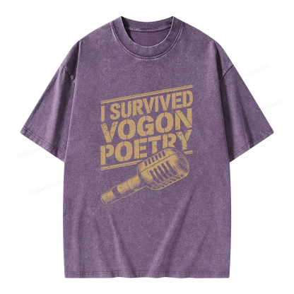Pagewings I Survived Vogon Poetry Unisex Washed T-shirt
