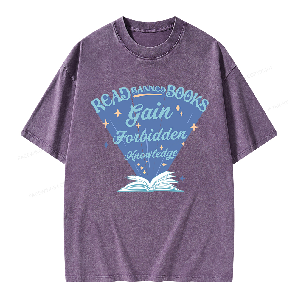 Pagewings Read Banned Books Gain Forbidden Knowledge Unisex Washed T-shirt