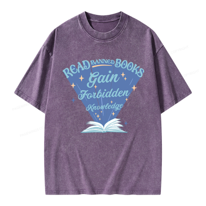 Pagewings Read Banned Books Gain Forbidden Knowledge Unisex Washed T-shirt