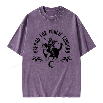 Pagewings Defend The Public Library Unisex Washed T-shirt