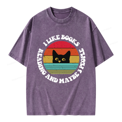 Pagewings I Like Books Reading And Maybe 3 People Unisex Washed T-shirt