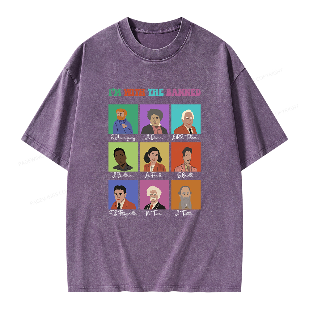 Pagewings I'm With The Banned Unisex Washed T-shirt