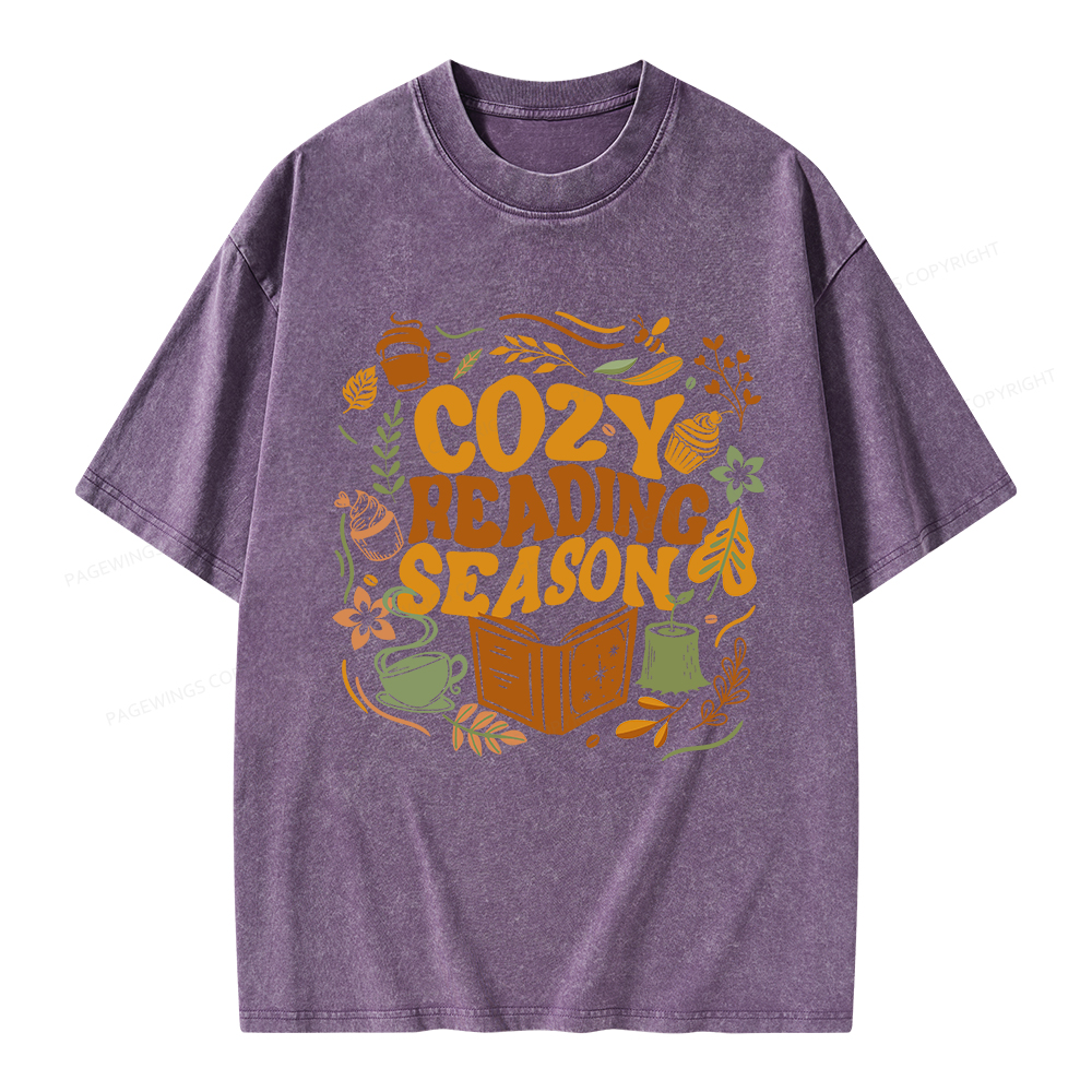 Pagewings Cozy Reading Season Unisex Washed T-shirt