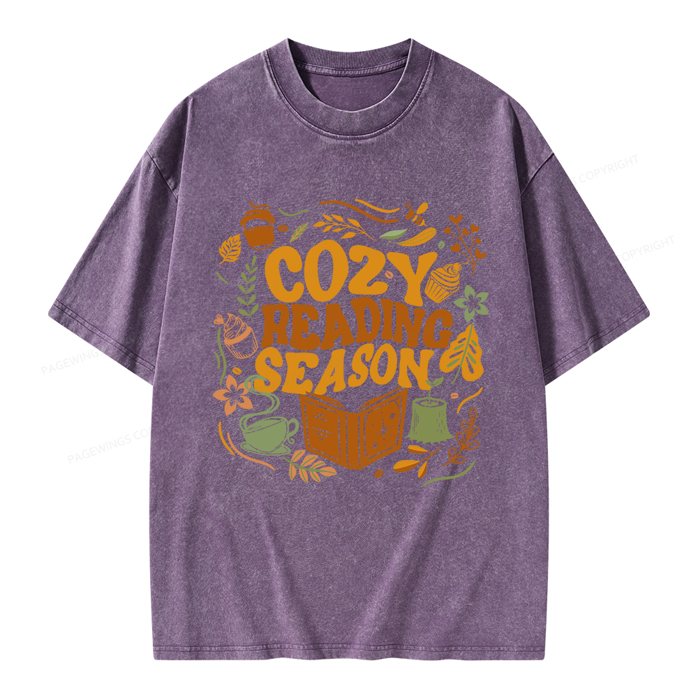 Pagewings Cozy Reading Season Unisex Washed T-shirt