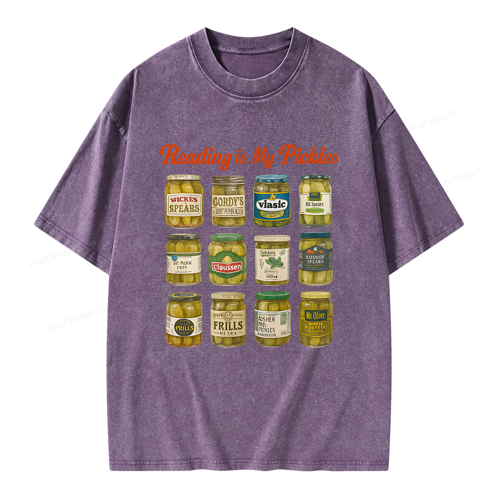 Pagewings Reading Is My Pickles Unisex Washed T-shirt