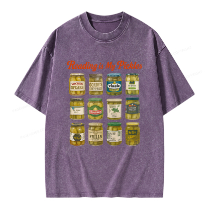 Pagewings Reading Is My Pickles Unisex Washed T-shirt
