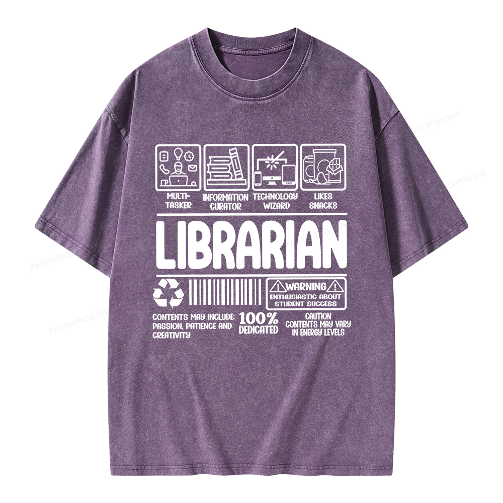 Pagewings Librarian Back To School Unisex Washed T-shirt