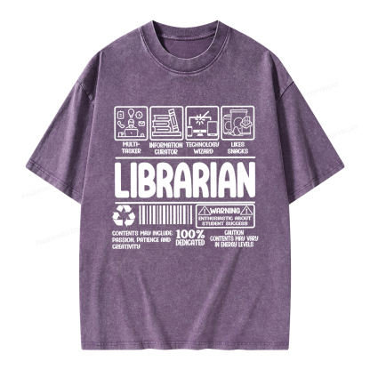Pagewings Librarian Back To School Unisex Washed T-shirt