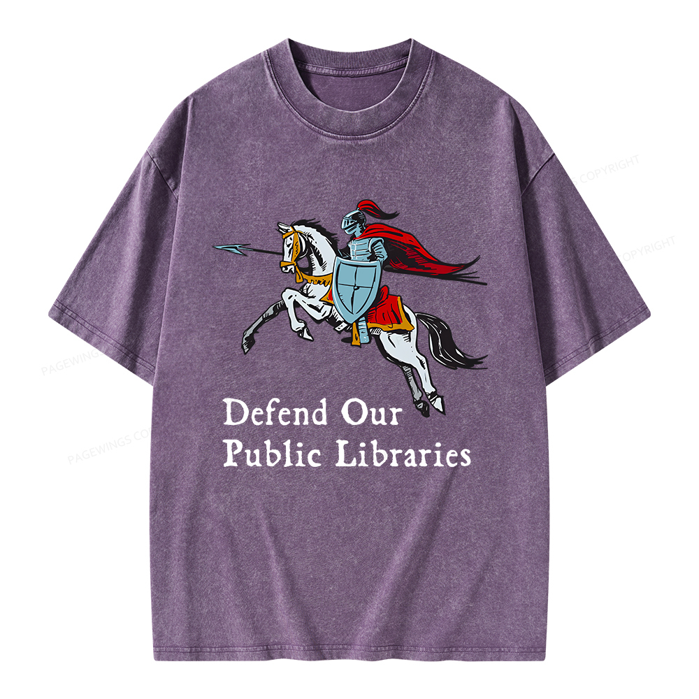 Pagewings Defend Our Public Libraries Unisex Washed T-shirt