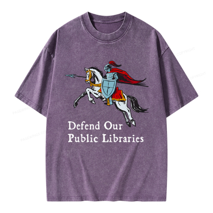 Pagewings Defend Our Public Libraries Unisex Washed T-shirt