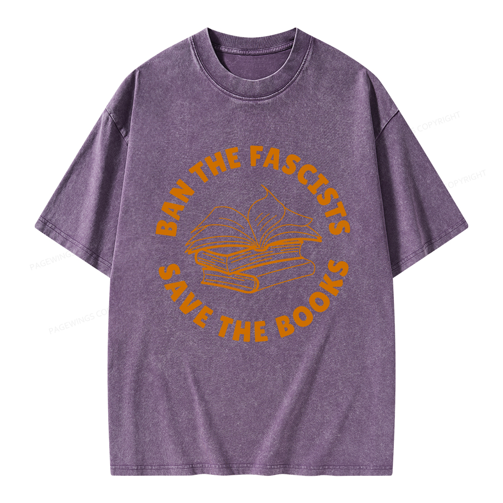 Pagewings Ban The Fascists Save The Books Unisex Washed T-shirt