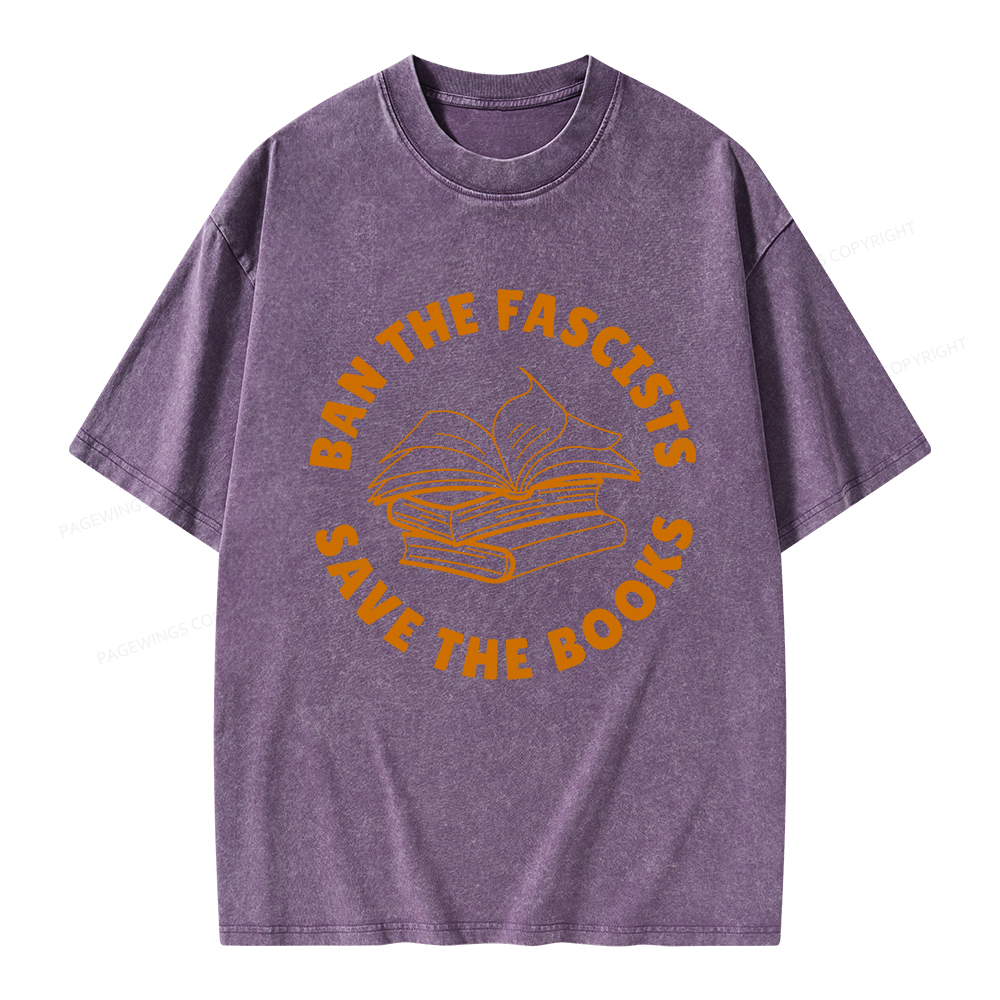 Pagewings Ban The Fascists Save The Books Unisex Washed T-shirt