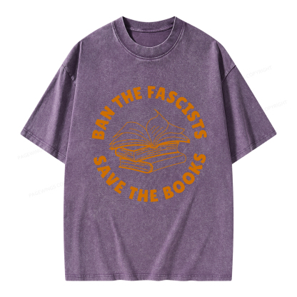 Pagewings Ban The Fascists Save The Books Unisex Washed T-shirt