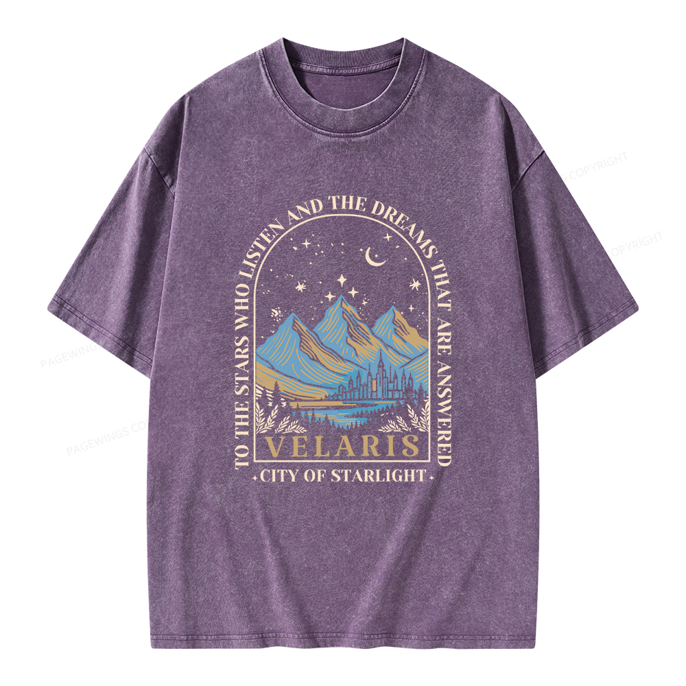 Pagewings Velaris City of Starlight Bookish Unisex Washed T-shirt