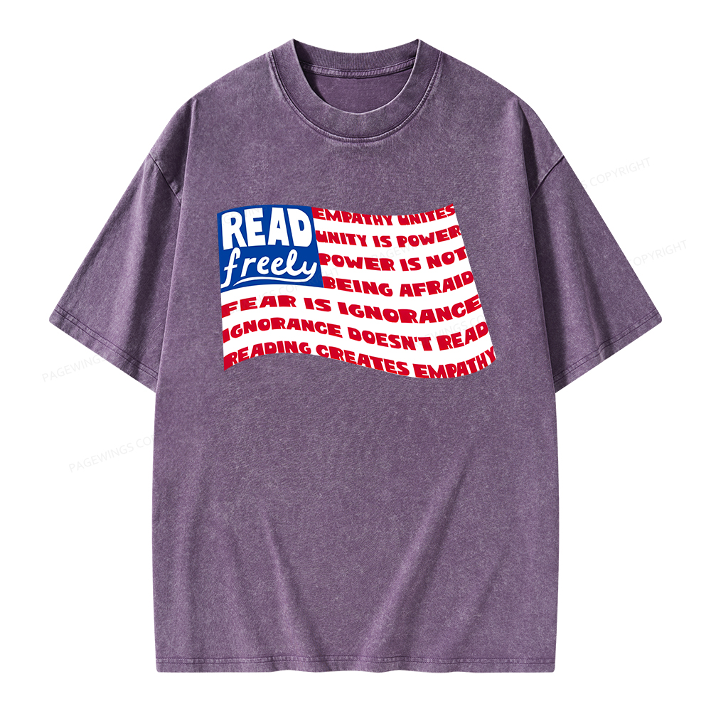 Pagewings Read Freely Empathy Unites Unisex Washed T-shirt
