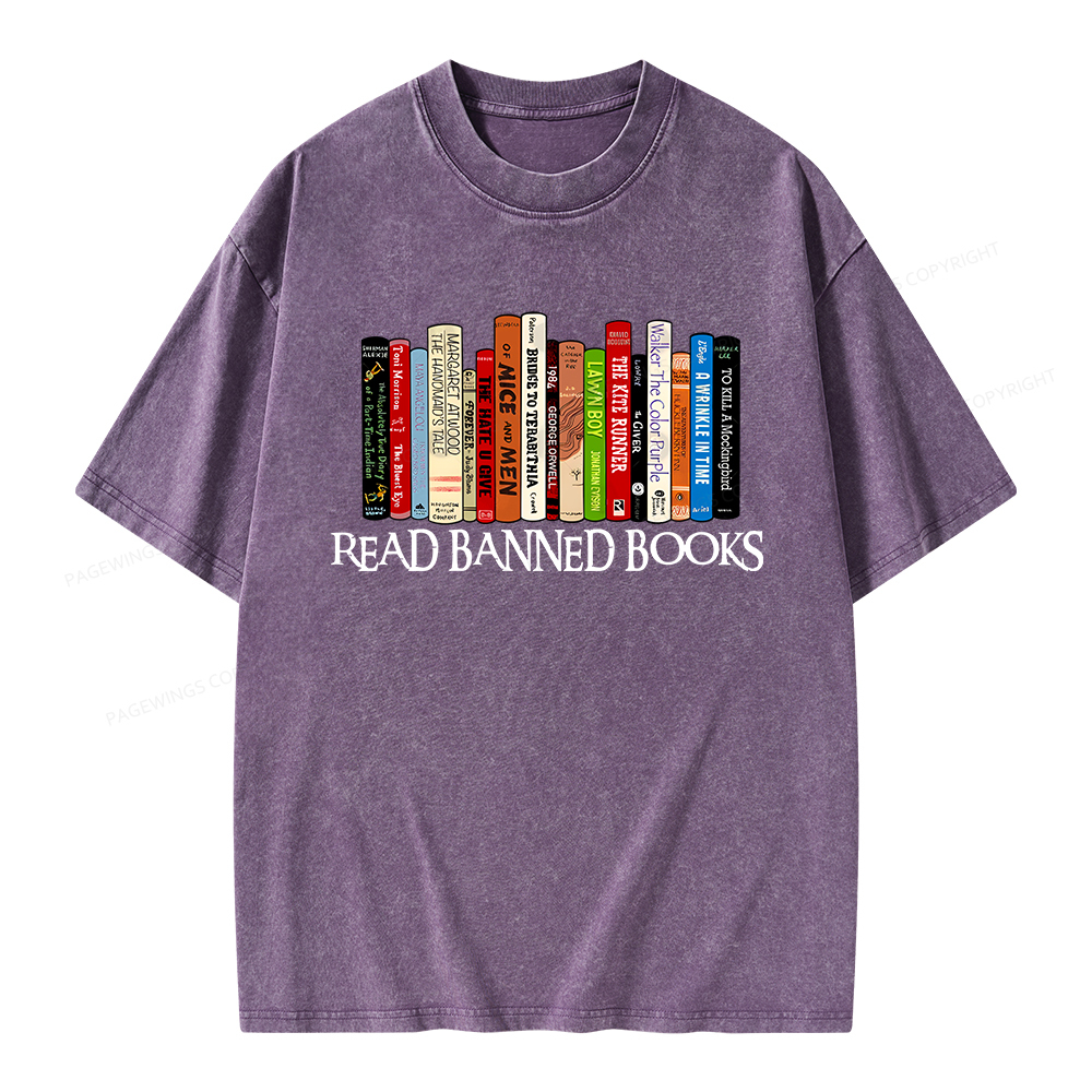 Pagewings Read Banned Books Unisex Washed T-shirt