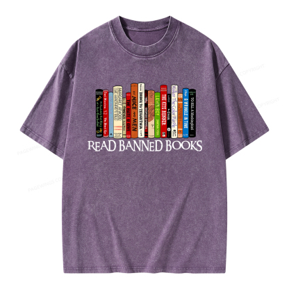 Pagewings Read Banned Books Unisex Washed T-shirt