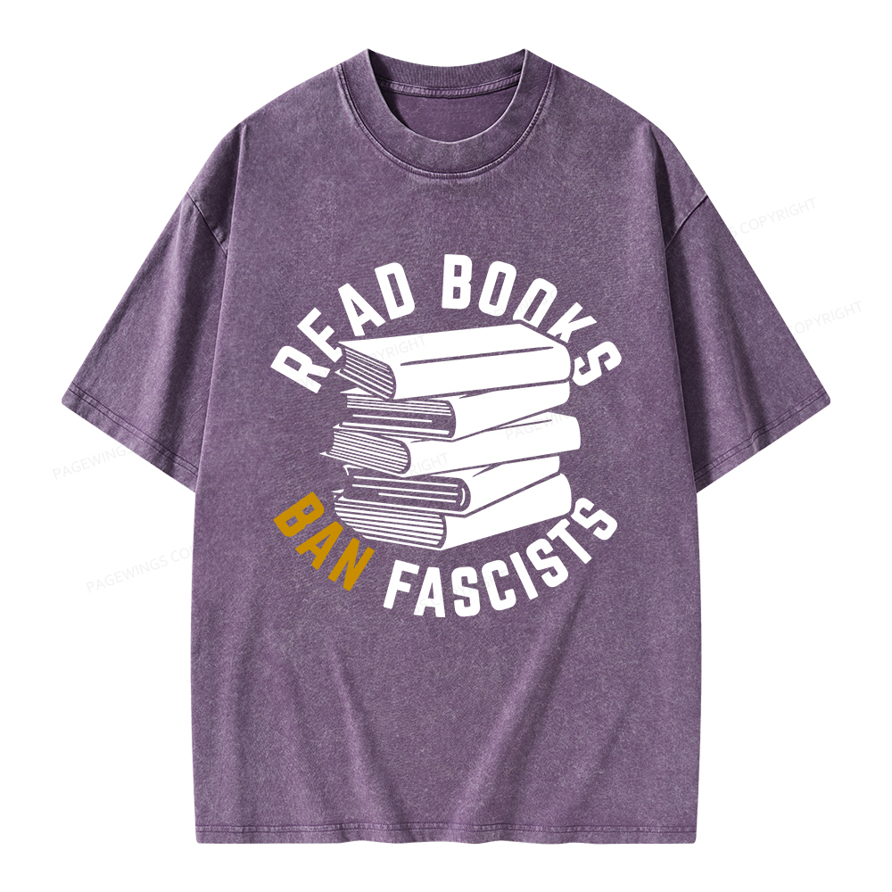 Pagewings Read Books Ban Fascists Unisex Washed T-shirt