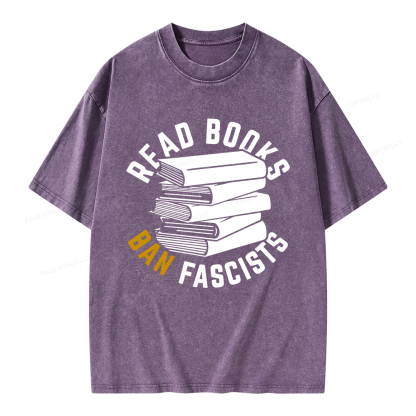 Pagewings Read Books Ban Fascists Unisex Washed T-shirt