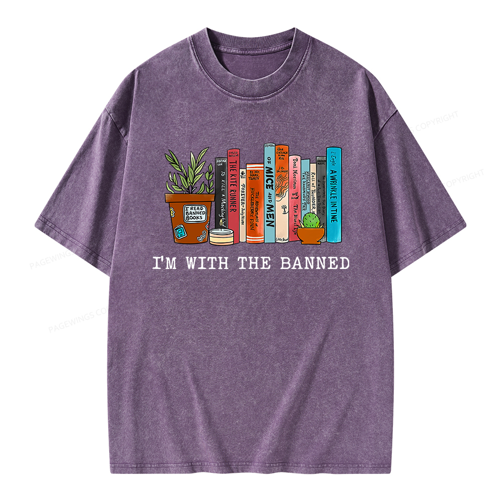 Pagewings I'm With The Banned Reading Book Unisex Washed T-shirt