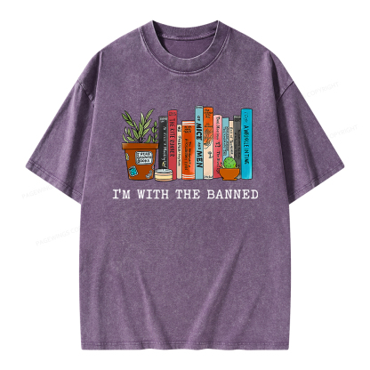 Pagewings I'm With The Banned Reading Book Unisex Washed T-shirt