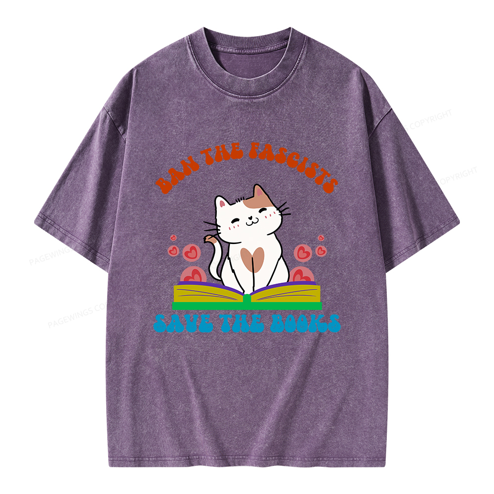Pagewings Ban The Fascists Save The Books Unisex Washed T-shirt
