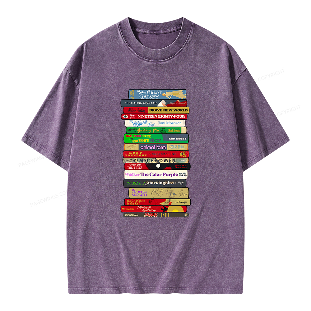 Pagewings Classic Banned Books Unisex Washed T-shirt