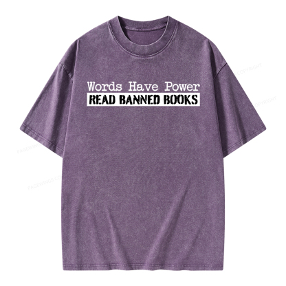 Pagewings Words Have Power Read Banned Books Unisex Washed T-shirt