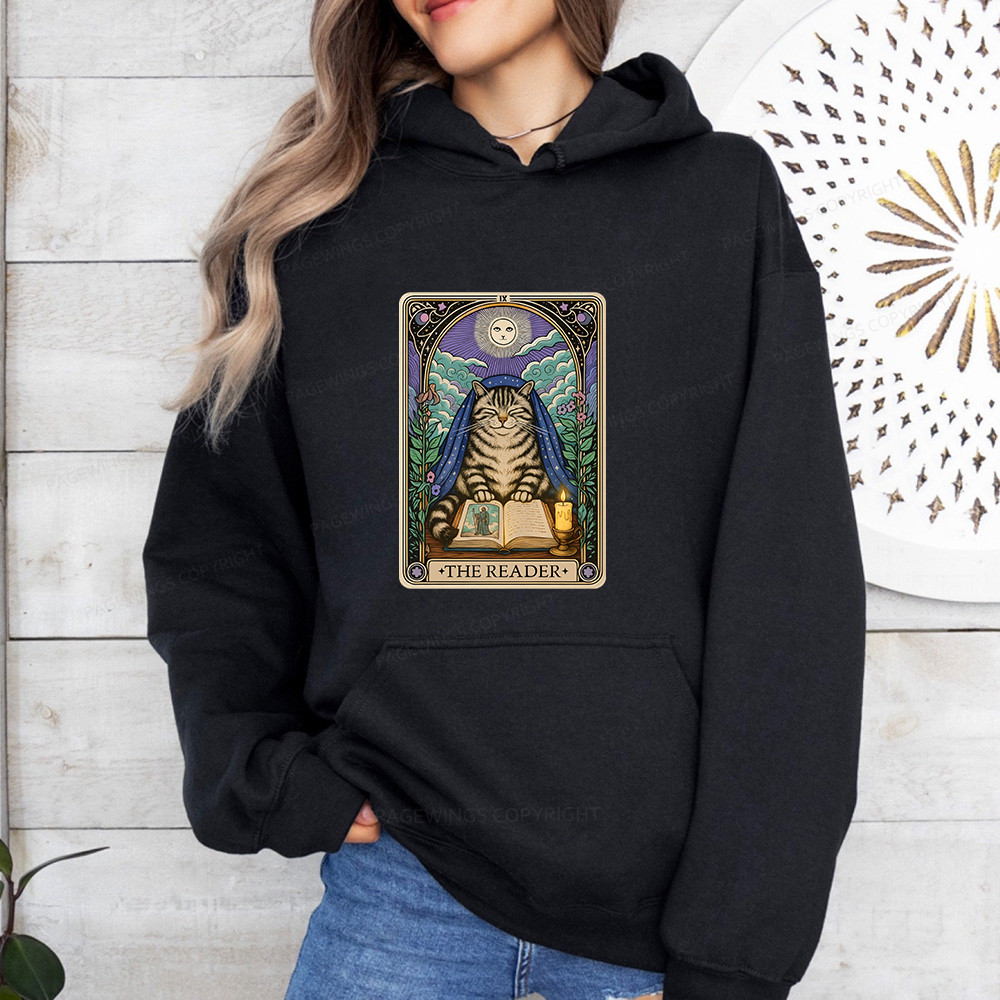 Pagewings The Reader Cat Tarot Cards Unisex Classic Hoodie