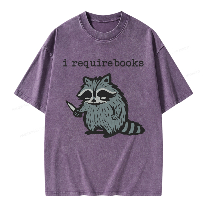 Pagewings I Require Books Unisex Washed T-shirt