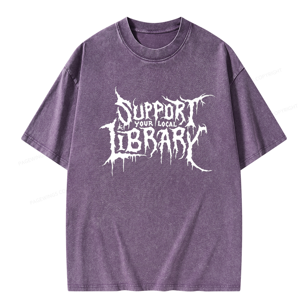 Pagewings Support Your Local Library Unisex Washed T-shirt