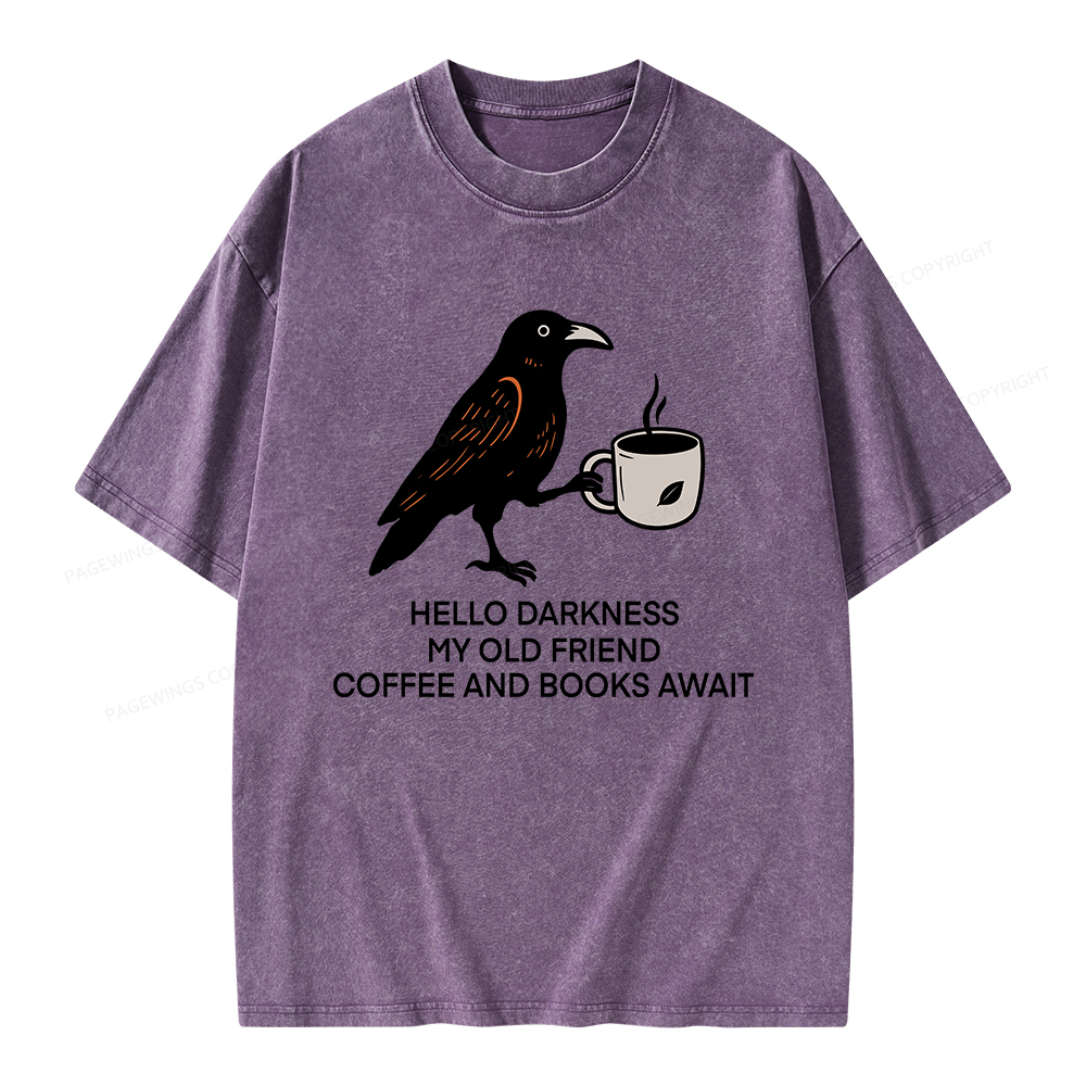 Pagewings Coffee And Books Await Unisex Washed T-shirt
