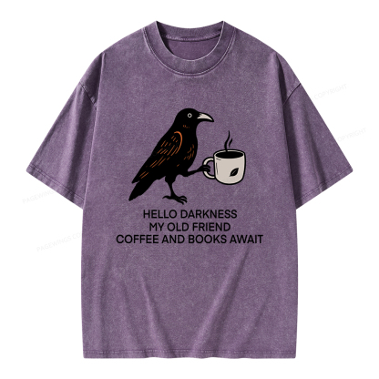 Pagewings Coffee And Books Await Unisex Washed T-shirt