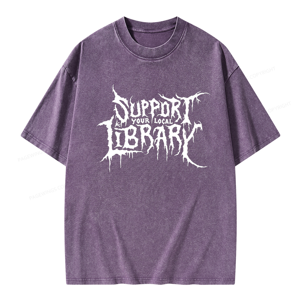 Pagewings Support Your Local Library Unisex Washed T-shirt