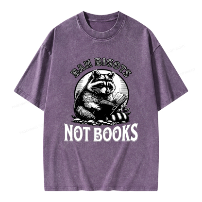 Pagewings Ban Bigots Not Books Unisex Washed T-shirt