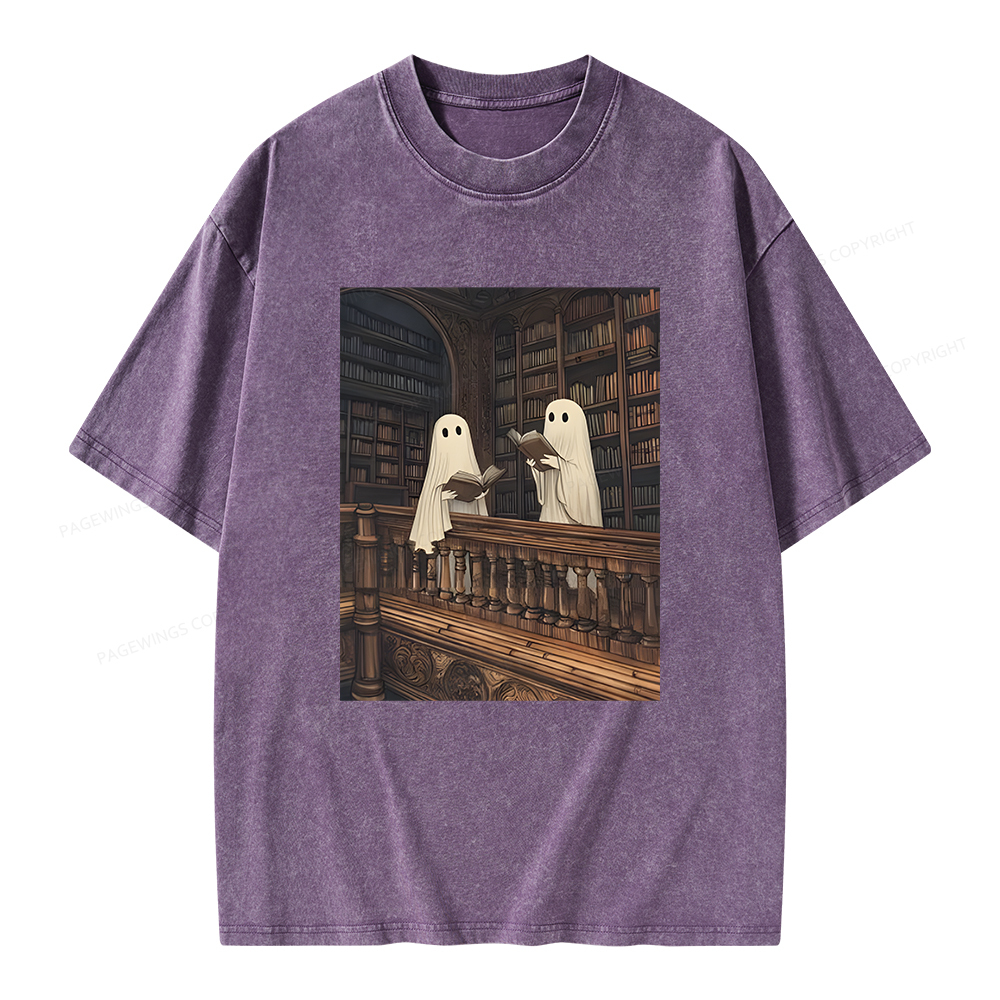 Pagewings Ghost Reading Unisex Washed T-shirt
