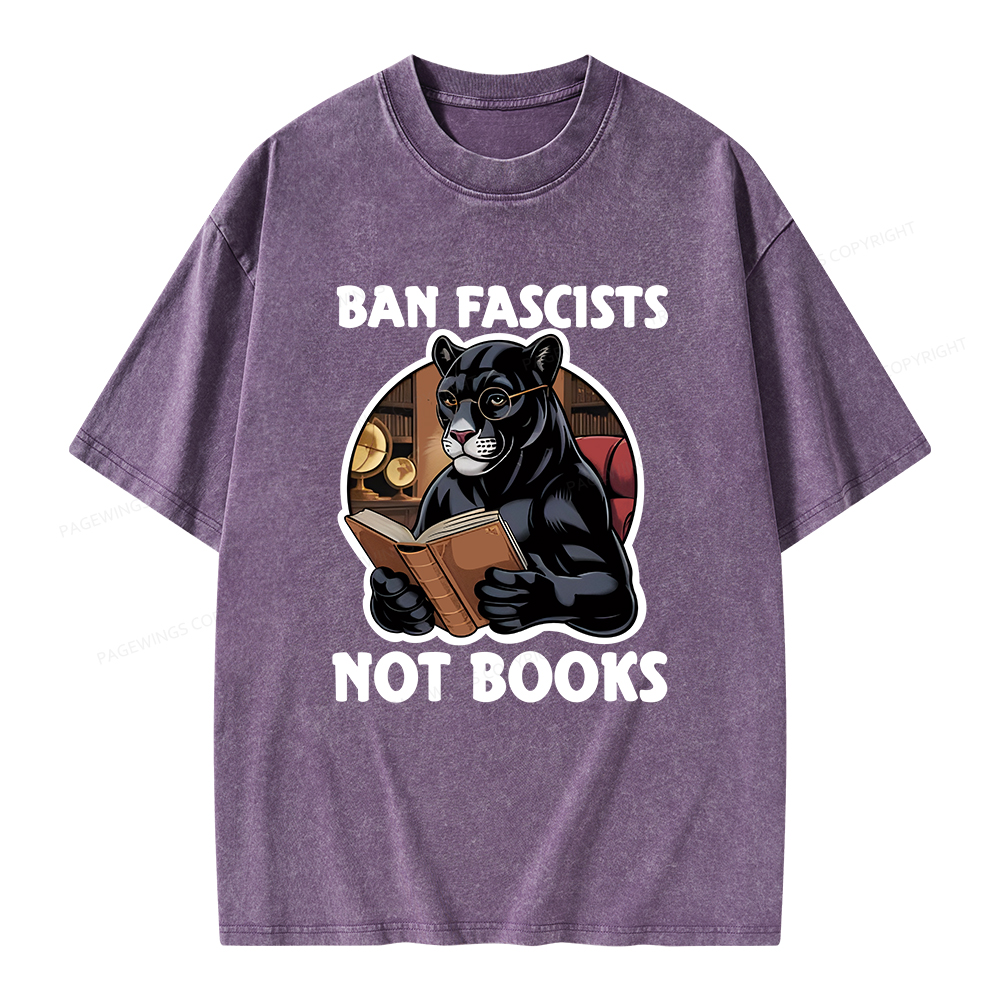 Pagewings Ban Fascists Not Books Unisex Washed T-shirt