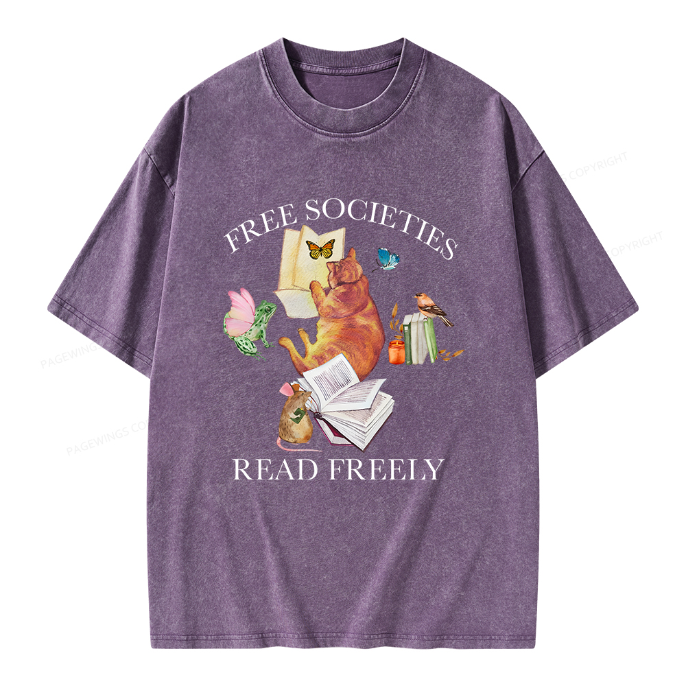 Pagewings Free societies read freely shirt Unisex Washed T-shirt