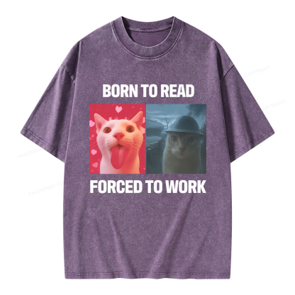 Pagewings Born To Read Forced To Work Unisex Washed T-shirt