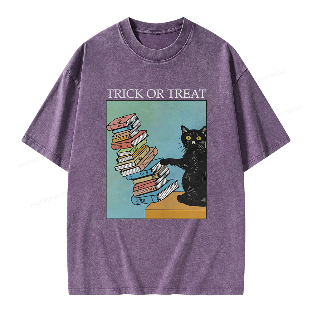 Pagewings Trick or Treat Unisex Washed T-shirt
