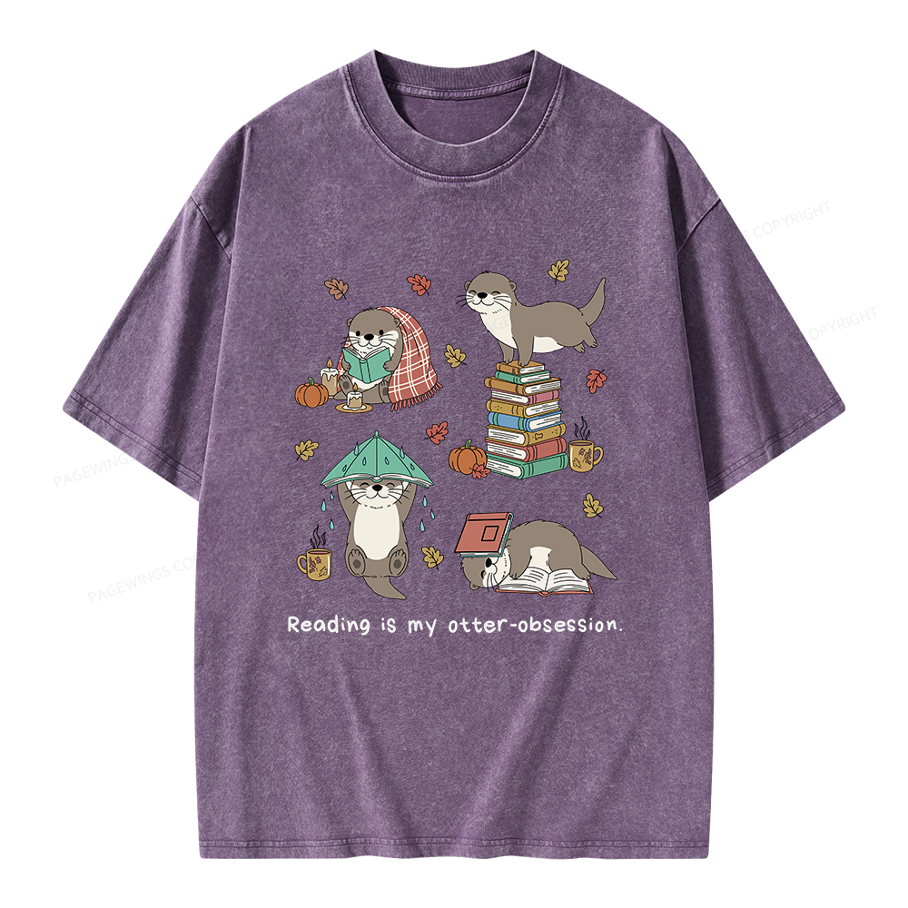 Pagewings Reading Is My Otter-Obsession Unisex Washed T-shirt