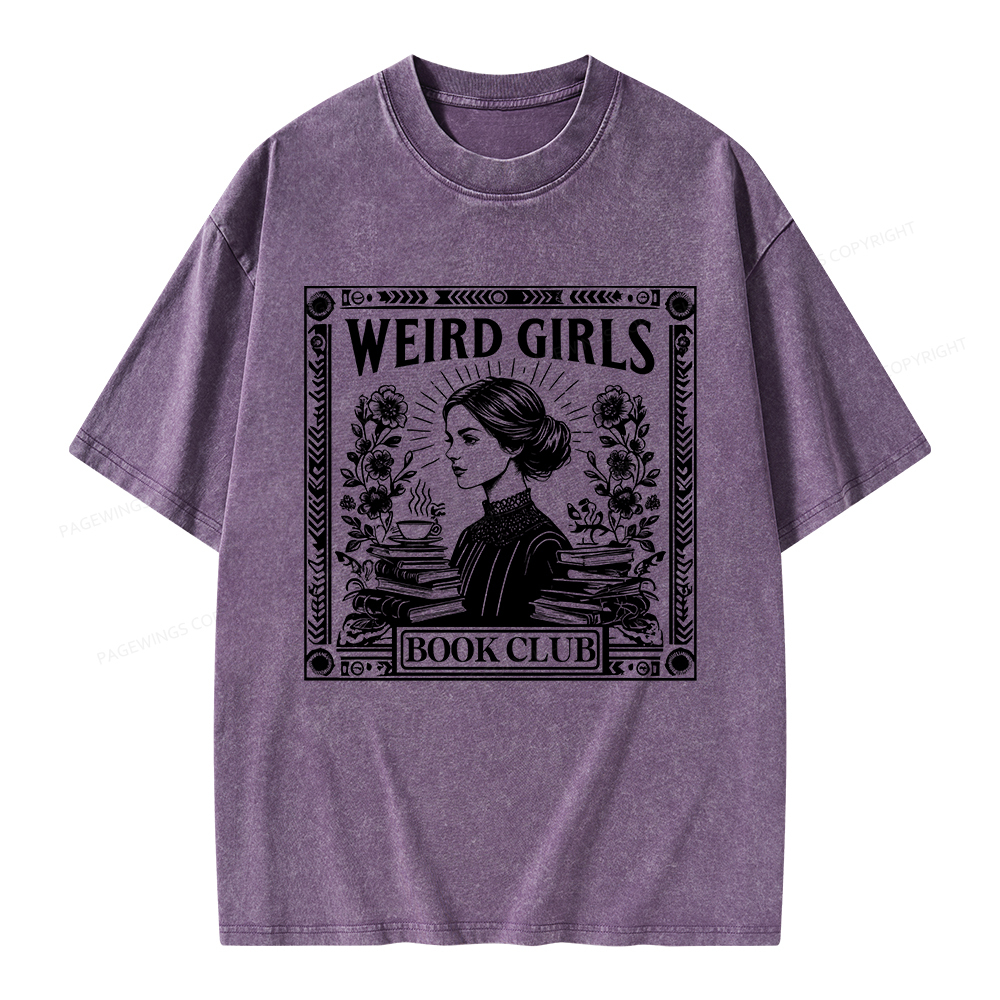 Pagewings Weird Girls Book Club Unisex Washed T-shirt