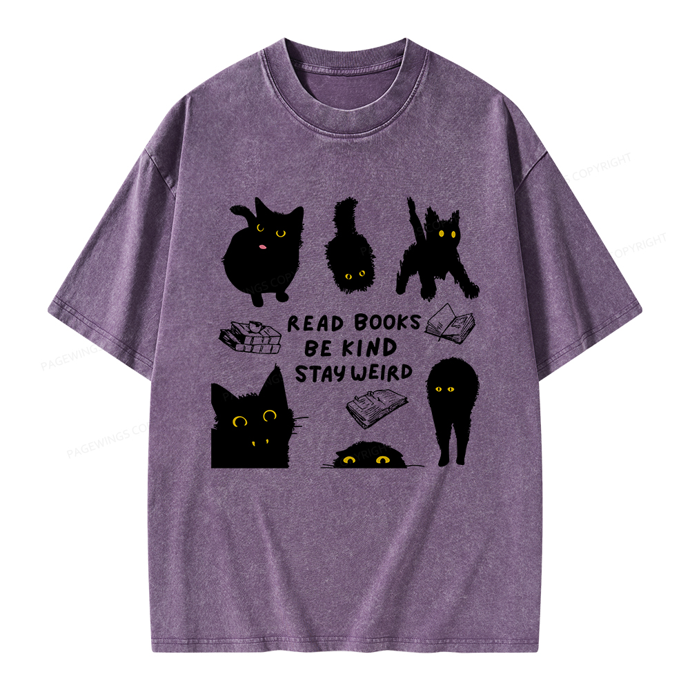 Pagewings Read Books Be Kind Stay Weird Unisex Washed T-shirt