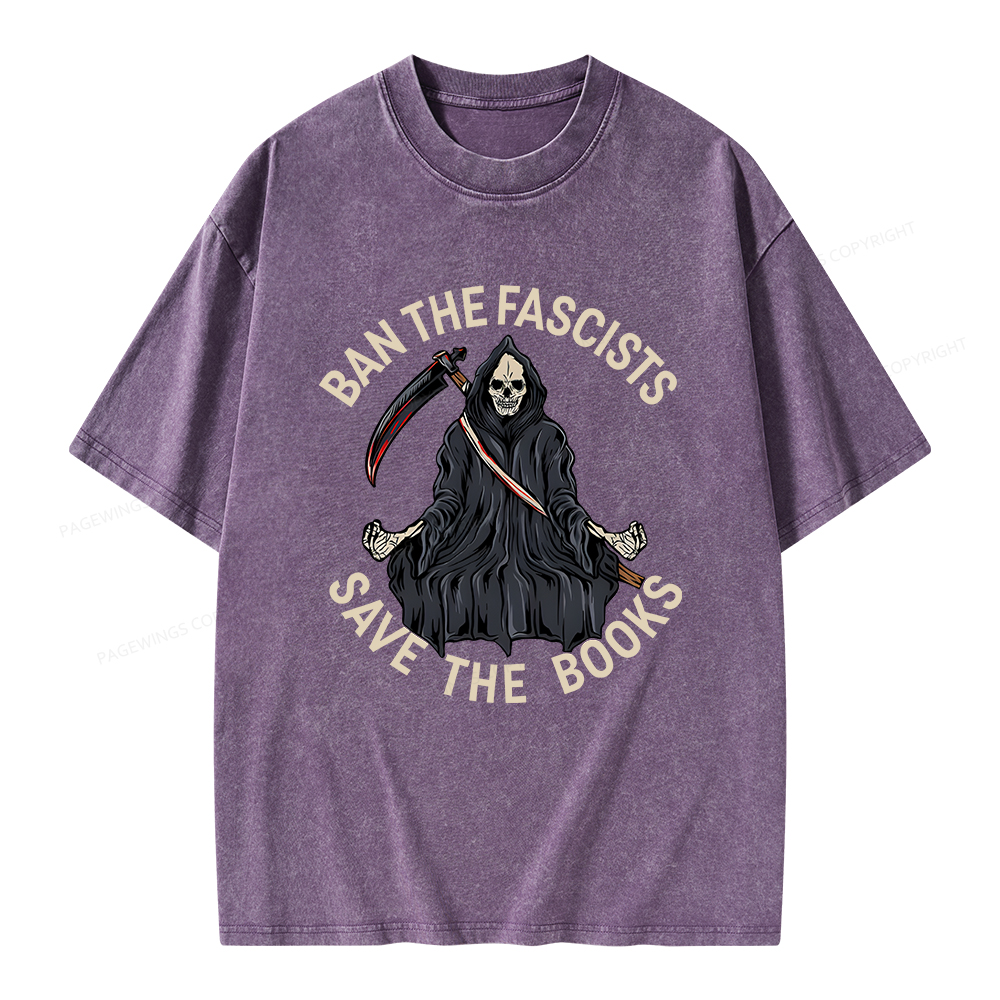 Pagewings Ban The Fascists Save The Books Unisex Washed T-shirt